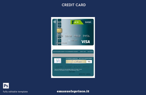 modello di carta classica per visto Kenya KCB Bank in stile verificato